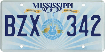 MS license plate BZX342