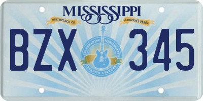 MS license plate BZX345