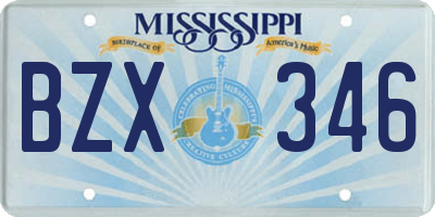 MS license plate BZX346