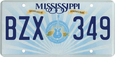 MS license plate BZX349
