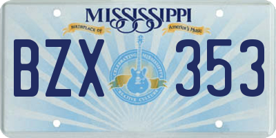 MS license plate BZX353