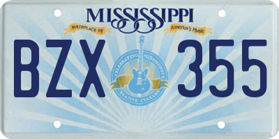 MS license plate BZX355