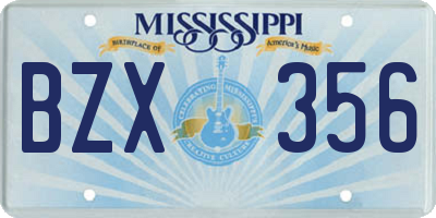 MS license plate BZX356