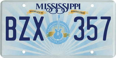 MS license plate BZX357