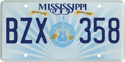MS license plate BZX358