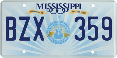MS license plate BZX359