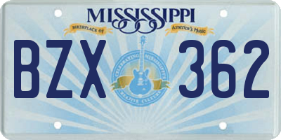 MS license plate BZX362