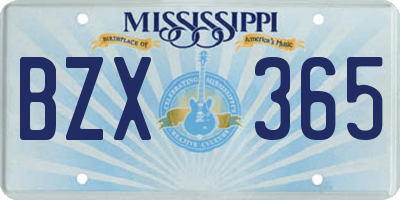 MS license plate BZX365
