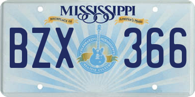 MS license plate BZX366