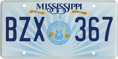 MS license plate BZX367