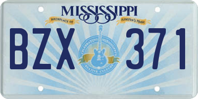MS license plate BZX371