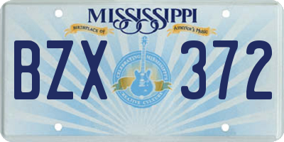 MS license plate BZX372