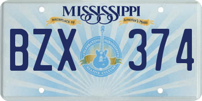 MS license plate BZX374