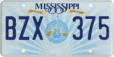 MS license plate BZX375