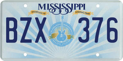MS license plate BZX376