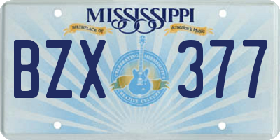 MS license plate BZX377