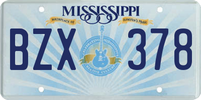 MS license plate BZX378
