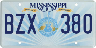 MS license plate BZX380