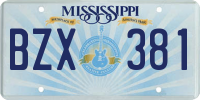 MS license plate BZX381