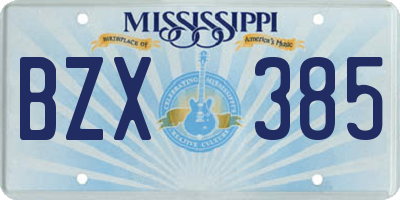 MS license plate BZX385