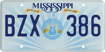 MS license plate BZX386