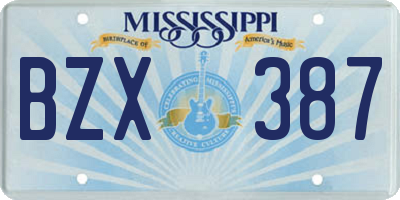MS license plate BZX387