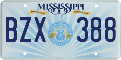 MS license plate BZX388