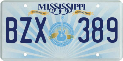 MS license plate BZX389
