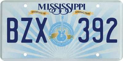 MS license plate BZX392