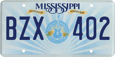 MS license plate BZX402