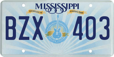 MS license plate BZX403