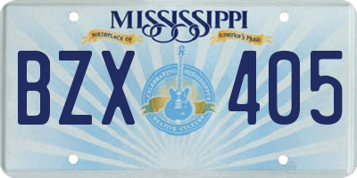MS license plate BZX405