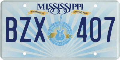 MS license plate BZX407