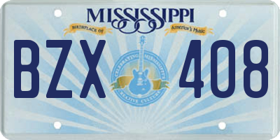 MS license plate BZX408