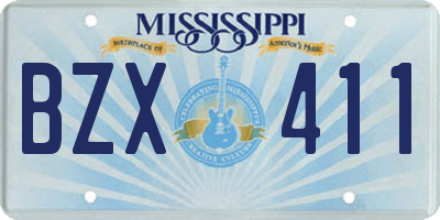 MS license plate BZX411
