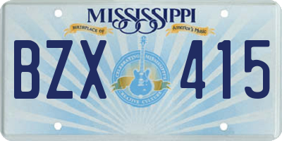 MS license plate BZX415
