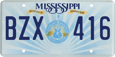 MS license plate BZX416