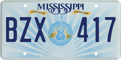 MS license plate BZX417