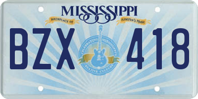 MS license plate BZX418