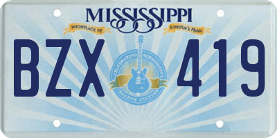 MS license plate BZX419