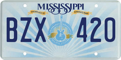 MS license plate BZX420