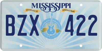 MS license plate BZX422