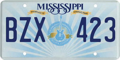 MS license plate BZX423