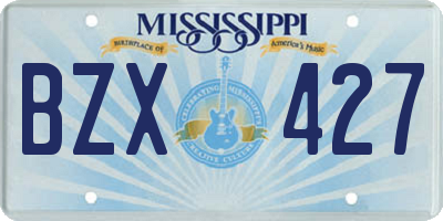 MS license plate BZX427