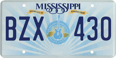 MS license plate BZX430