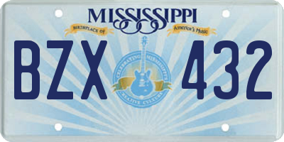 MS license plate BZX432
