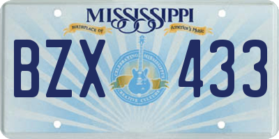 MS license plate BZX433