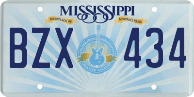MS license plate BZX434