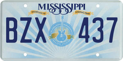 MS license plate BZX437