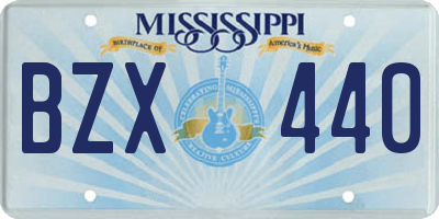 MS license plate BZX440